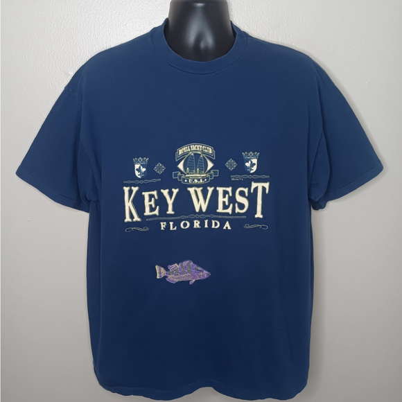 Hanes Other - VTG 90s Florida Key West Adult XL T-shirt Single Stitch Navy Tee Hanes Hvwt USA